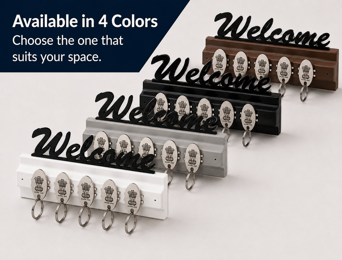 Magnetic Key Stand with 5 Metal Keychains
