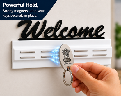 Magnetic Key Stand with 5 Metal Keychains